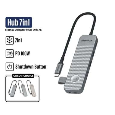 Adapter USB HUB 8/7/6 in 1 Momax Type C PD USB 3.2 HDMI 4K 60Hz 100W 7in1 DH17