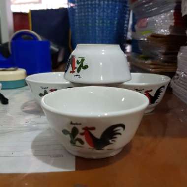 Mangkok kecil Mangkok sambal Mangkok cuka keramik motif ayam jago instan