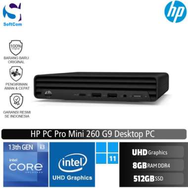 PC HP Pro Mini 260 G9 Desktop [Core i3 1315U/8GB/512GB SSD/Win 11 Home/Black]