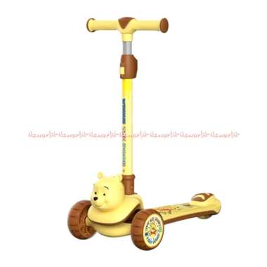 Disney Scooter 3Dimensi LED Pooh Yellow Skuter Anak 3Roda Ada Lampu Di Roda Warna Kuning Sekuter Rod