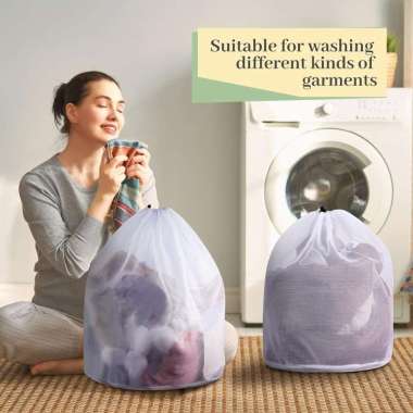 ZHEQUAN Tas Laundry Serut Jaring Drawstring Bag Fine Mesh