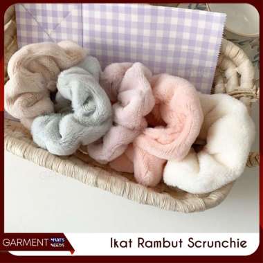 Ikat Rambut Scrunchie Gaya Korea Tile Bulu Kain Hairband Gelang Kunciran Cepol Jilbab Besar TILE POL