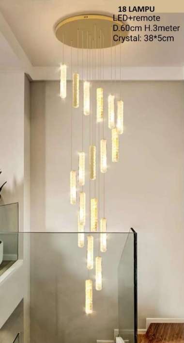FL 1569 LAMPU GANTUNG KRISTAL VOID MODERN KLASIK DEKORASI MEWAH LED 18 LAMPU