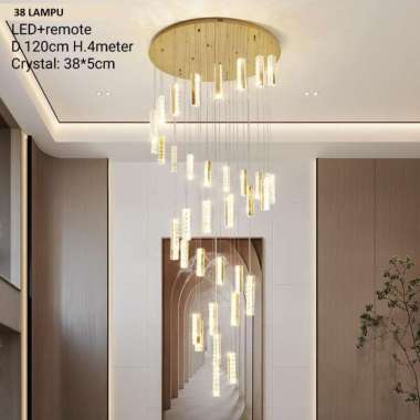 FL 1569 LAMPU GANTUNG KRISTAL VOID MODERN KLASIK DEKORASI MEWAH LED 38 LAMPU