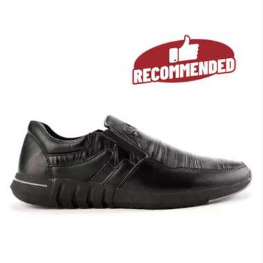 PL33 PLAYBOY SEPATU SLIP ON KULIT PRIA ORIGINAL TERBARU HITAM POLOS