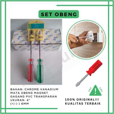 Set Obeng Screwdriver Plus Minus Obeng Magnet BOSTON | Obeng Set Lengkap
