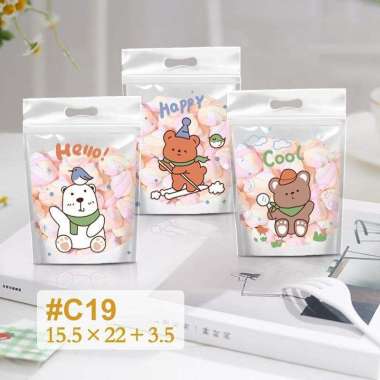 aiGooTan - PLASTIK POUCH BERUANG - Kantong Kemasan Plastic Motif Lucu Klip Karakter Ziplock Zip Lock