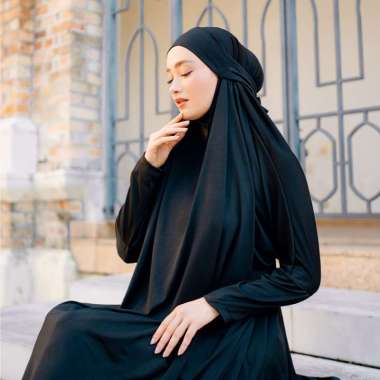 Lozy Hijab - Shameera Abaya (Abaya Umroh Jersey Lozy x Hamidah) Black