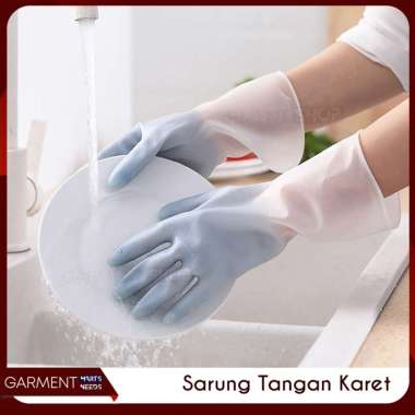 Sarung Tangan Karet Tebal Cuci Piring Mobil Berkebun Latex Rubber 2 Warna Anti Sobek Anti Slip Bahan