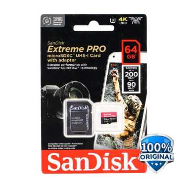 SanDisk Extreme Pro microSDXC UHS-I A2 V30 200MB/s 64GB - SDSQXCU-064G