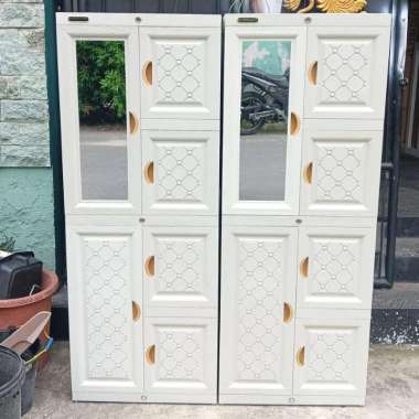 lemari pakaian plastik Napoli 46 ion susun 4 kaca 52 x 40 x 152 cm