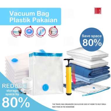 Plastik Vacum Baju Vakum Pakaian Vacuum Bag Organizer UKURAN BESAR Pompa Manual