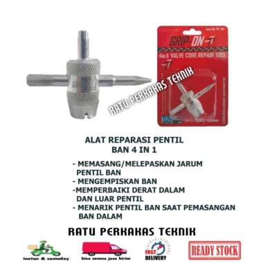 Alat Buka Pentil Ban Sepeda Motor 4 in 1 Valve Core Repair Tool Grip On 97-405 Original