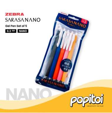 Zebra Sarasa NANO 0.3 mm Gel Pen SET of 5 Pulpen Warna NANO COLOUR
