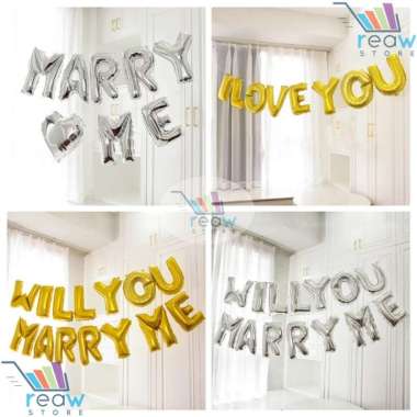 Paket Dekorasi Hiasan Balon Lamaran Will You Marry Me 03 I Love You Gold