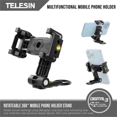Telesin Rotatable 360° Mobile Phone Holder Stand 1/4" Mount Tripod