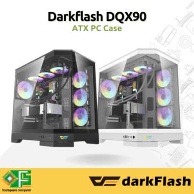 Darkflash DQX90 Black & White | Casing PC ATX | CPU PC Case Gaming Putih