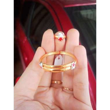 Set Perhiasan Emas Untuk Anak Bayi Gelang Bayi Dan Cincin Bayi Emas Asli Terbaru Gelang Hello Kitty