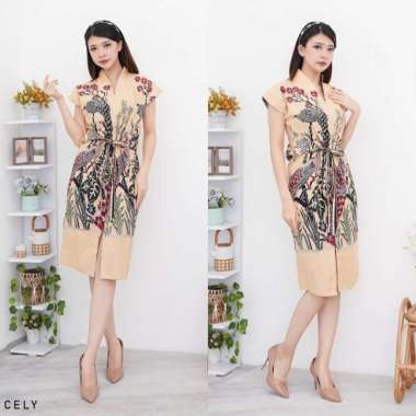 Evercloth Cely Dress Batik Wanita Dress Wanita Model Sabrina Batik Couple XL