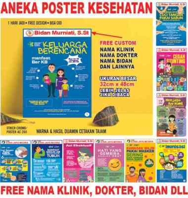 POSTER KESEHATAN NAMA BIDAN,DOKTER,KLINIK FREE DESIGN Multivariasi Multicolor