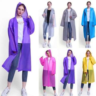 Jas Hujan Korea EVA Jas Hujan Poncho Tebal Mantel Baju Hujan Terusan Transparan Jas Hujan Pria Wanit