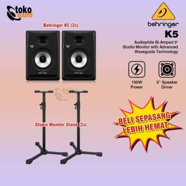 Behringer Nekkst K5 - 5 Inch Powered Speaker Studio Monitor Original sepasang + stand