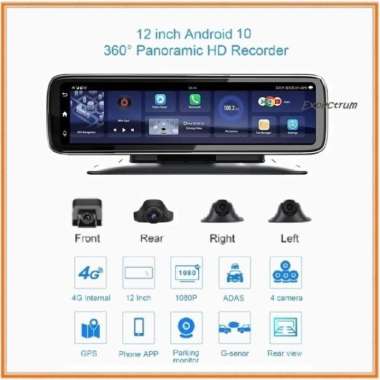 CAR DVR 12 Inchi, Android System, 4 Camera AHD, Layar IPS Touch Screen