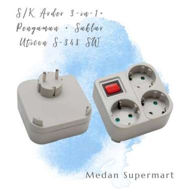 Stop kontak arde Uticon S 348 SW dengan saklar 3 in 1 cok cabang 3