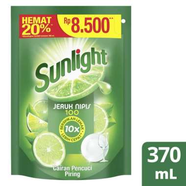 2 Pcs x Sunlight Refill 370ml - Sabun Cuci Piring Jeruk Nipis 370 ml