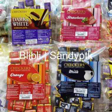 Coklat Premium Mini Chunky Checkers Checker Chekers Coklat Susu Hitam Putih Stroberi Jeruk White Dar