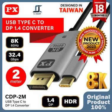 Kabel USB Type C Converter to Display Port Laptop ke TV 8K PX CDP-2M