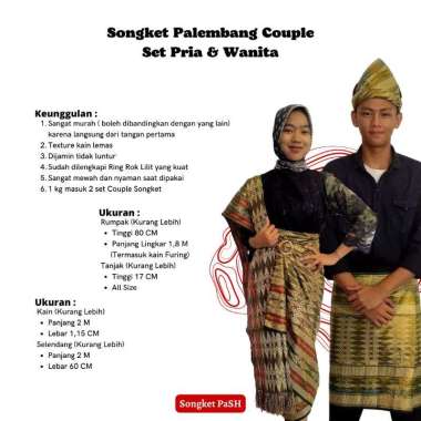 Songket Pash - Songket Couple Set Pria & Wanita Khas Palembang Hijau