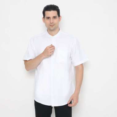 POLICE Kemeja Koko Border Printing Putih Regular Fit Pria Putih M