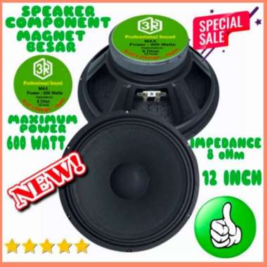 Speaker Component 3R 12 Inch Hitam Full Range Magnet Besar 600 Watt