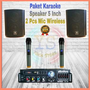 Paket Home Karaoke Speaker 3R 5 Inch 2 Mic Wireless Konek Smart Tv HP
