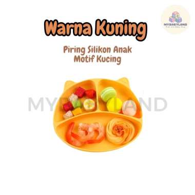 Piring Silikon Motif Kucing | Makan Anak dan Bayi | Silicone Dinner Plate | Piring Anak Bayi Silikon