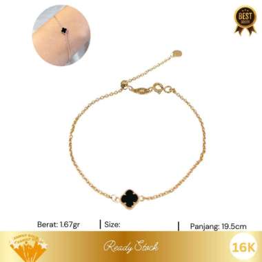 Gelang Emas Kadar 16K Model Clover Black Serut Family Gold 1.67gr
