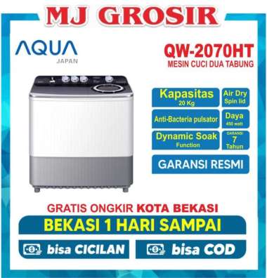 MESIN CUCI AQUA JAPAN QW2070D 20KG 2 TABUNG 2070D 20 KG 2070 HIJAB