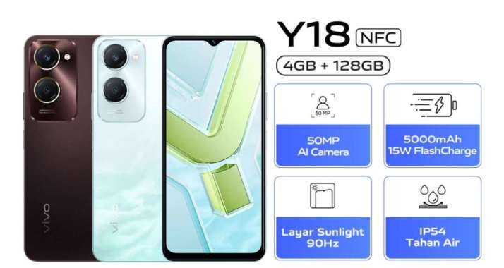 VIVO Y18 NFC RAM 4/128 GB GARANSI RESMI ORIGINAL BISA KREDIVO / PAYLATER COKLAT