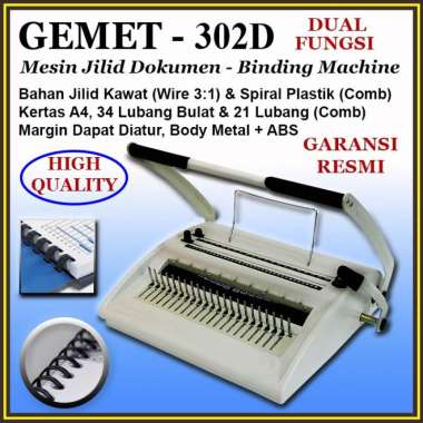 GEMET 302D Mesin Jilid Spiral Plastik & Kawat 3:1, A4 | Official Store