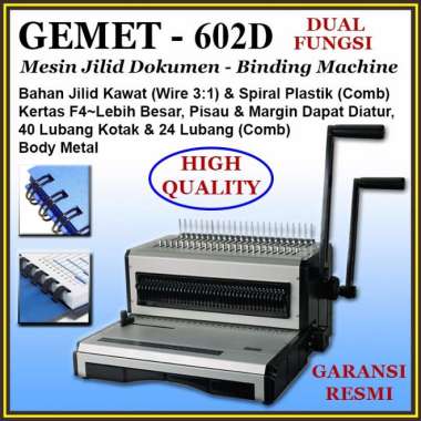 GEMET 602D Mesin Jilid Spiral Plastik & Kawat 3:1, F4 | Official Store