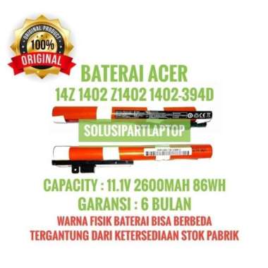 BATERAI ACER ONE 14 14Z Z1402 1402-394D 18650-00-01-3S1P-0 ORIGINAL Z1402 ORI