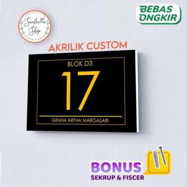 Custom Nomor Rumah Akrilik Alamat Nomer Kos Hotel Acrylic Ukuran 20x30 MNR4+BAUT