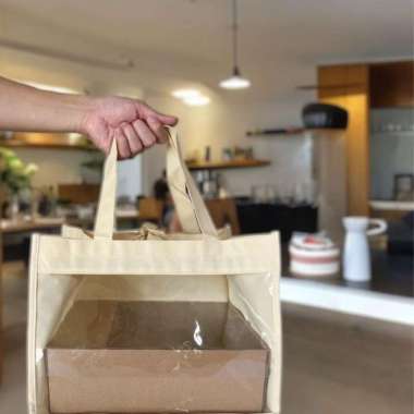 tas spunbond mika kemasan dus box packaging kotak sekat window uk 25 MOCCA