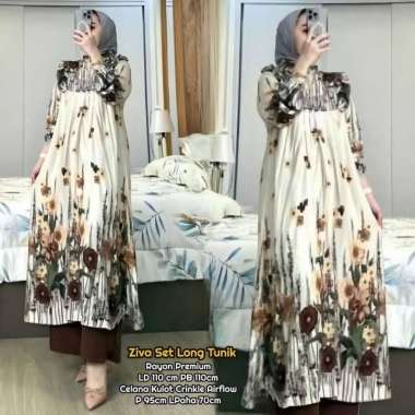 Emory Set Tunik One Set Wanita Long Tunik Rayon Premium Baju Setelan Wanita Kekinian Celana Kulot Al