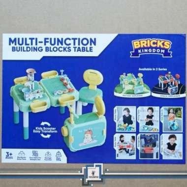 Bricks Kingdom 6in1 Brick Table Ride On Multi Function Building Blocks Hijau