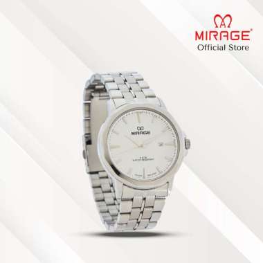 Mirage Jam Tangan Pria Analog 8783 M Silver Original Stainless Plat Putih
