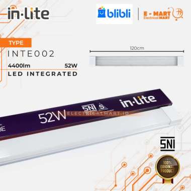 INLITE INTE002 52W Kap Lampu LED T8 Integrated 120CM 52 Watt IN-LITE PRISMATIC