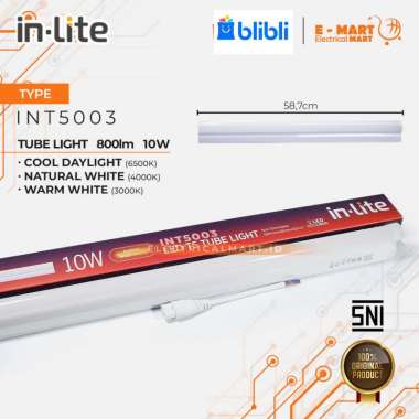 INLITE Lampu LED T5 Batten 10W 60CM 10 Watt INT5003 TL in-Lite PUTIH