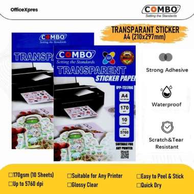Kertas Stiker Transparant A4 / Transparant Sticker Paper / Vinyl Sticker Paper 170gr / Kertas Print 